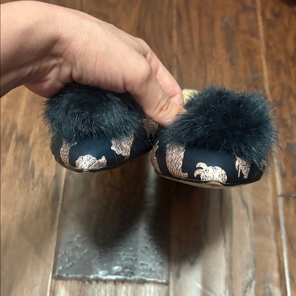 Sam Edelman Raddie Faux Fur Pom Pom Sheep Print Flats SZ 9.5 EUC - Picture 5 of 6